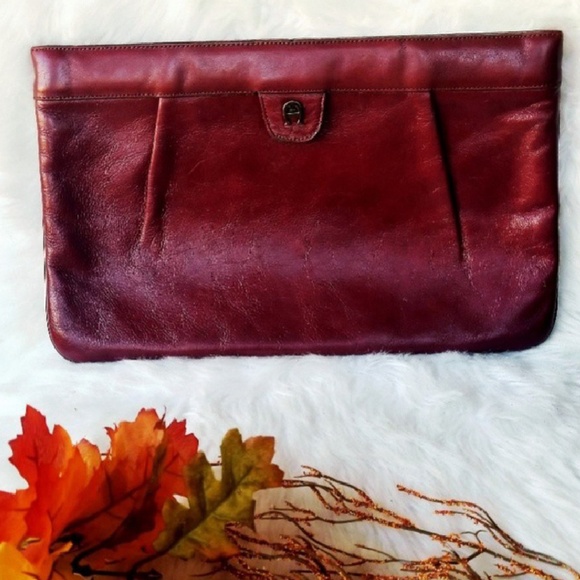 Etienne Aigner Handbags - Ettiene Agner Leather Maroon Clutch